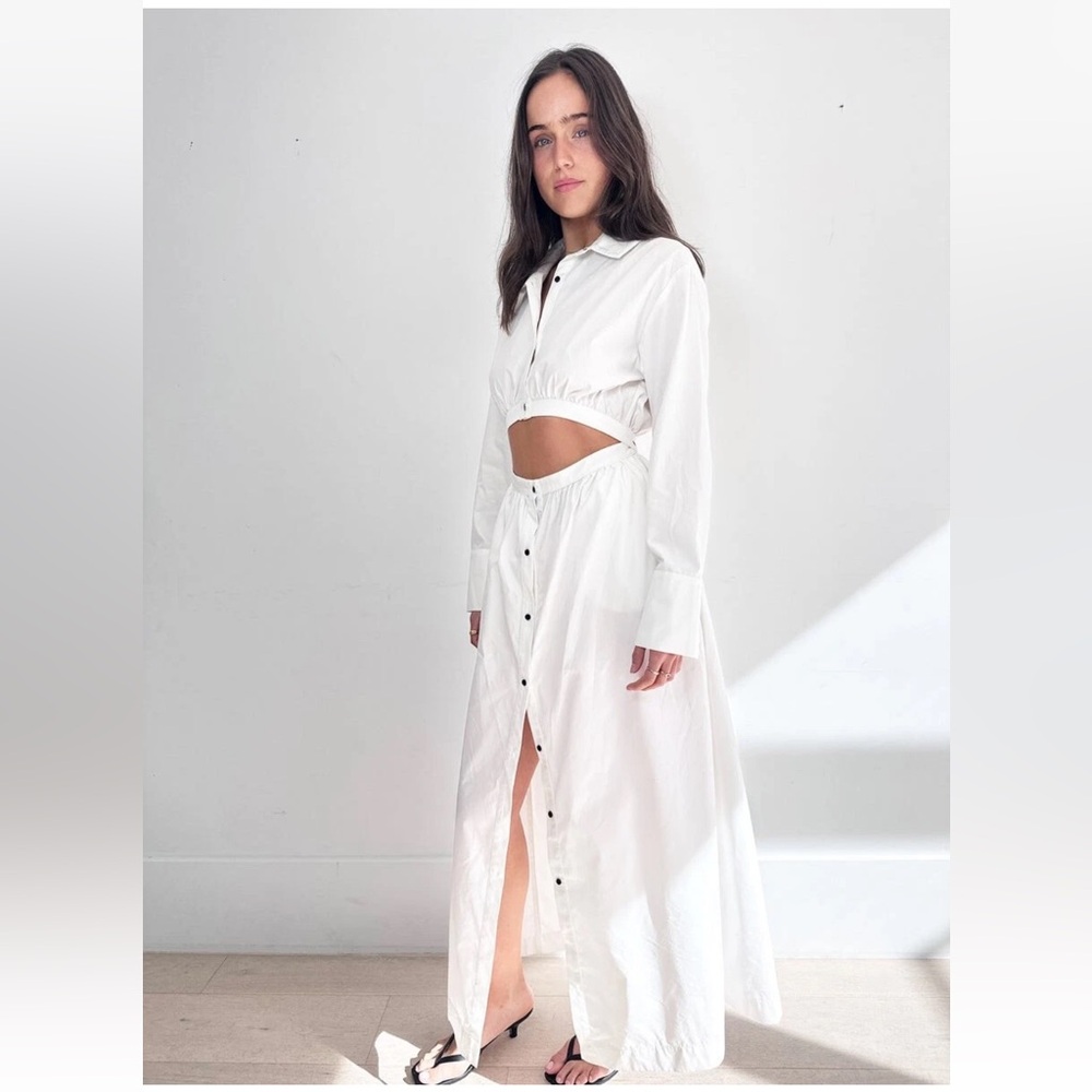 CONSIGNED SIR THE LABEL White Deconstructed Cutout Maxi Shirt Dress 0 XS